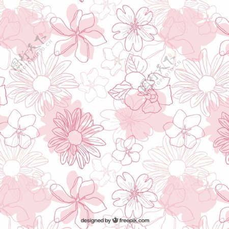 浅粉色手绘花卉背景图片