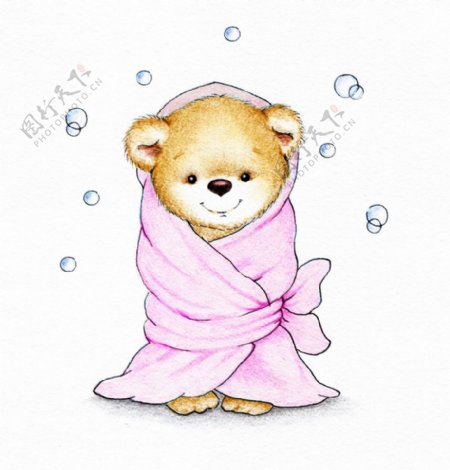 洗完澡的小熊图片