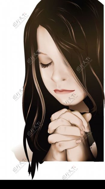 少女的祈祷图片