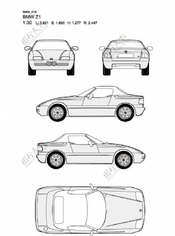 宝马BMWZ1汽车线稿图片