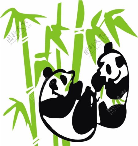 熊猫竹叶图片