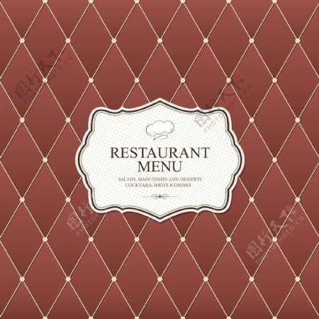 时尚菱形格子西餐厅菜单封面设计图片
