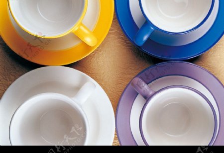 四色咖啡瓷杯图片