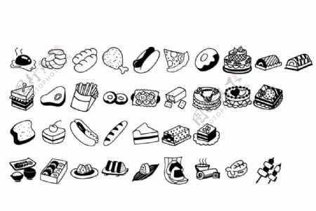 西式餐点与甜点插图图片
