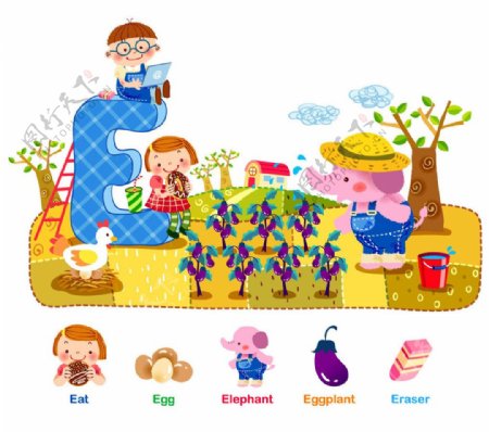 儿童卡通矢量英语教育系列图片