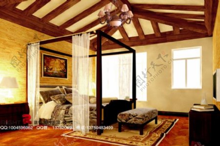 欧式卧室3dsmax室内设计模型vray带全部贴图图片