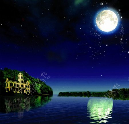 月亮河风景图图片