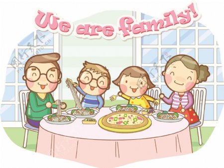 温馨家庭系列插画图片