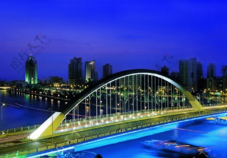 宁波琴桥夜景图片