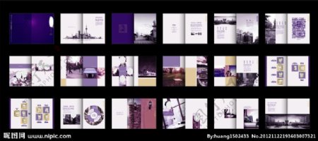 紫色高贵房地产画册图片
