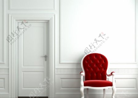 门边红沙发图片