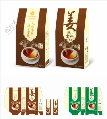 姜茶姜酵素包装设计图片