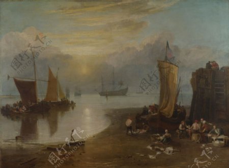 帆船风景油画图片