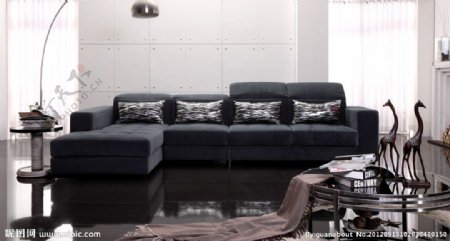 灰黑色时尚布艺沙发图片