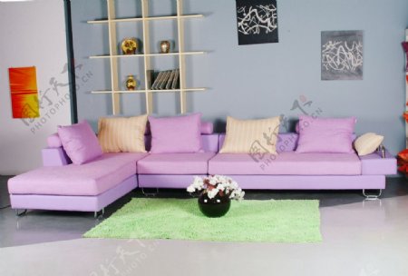 淡紫色沙发图片