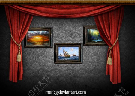 奢侈品油画框舞台效果图片