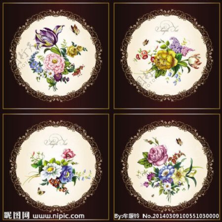 精美古典花卉矢量素材图片