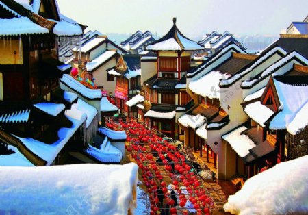 古城雪景图片