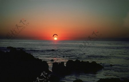 海面日出日落图片