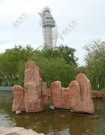 嘉峪关东湖明珠气象塔图片