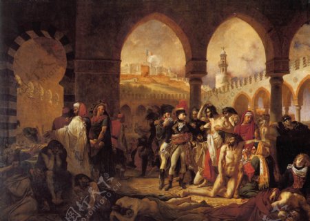 拿破仑视察雅法城的黑死病人图片