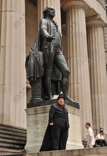 乔治华盛顿像雕塑纽约美国纽约市政厅室外柱罗马柱图片