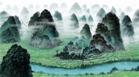 中国最美的峰林手绘兴义万峰林图片