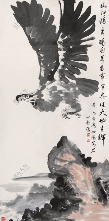 庞希泉现代国画鹰图片