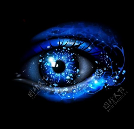 蓝色水珠水滴眼睛图片