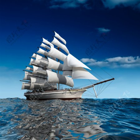 海上行驶的帆船图片