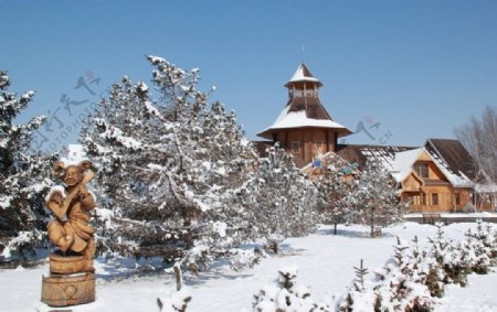 伏尔加庄园雪景图片