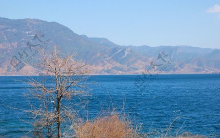 湖泊蓝天白云湖水图片