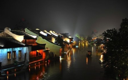 江南水乡乌镇夜景图片