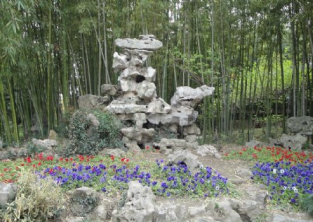 扬州古典园林个园假山竹林图片