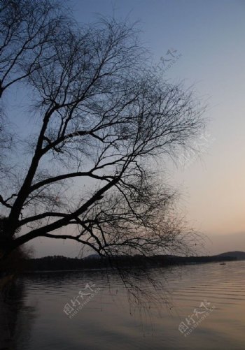 青山湖傍晚风光图片