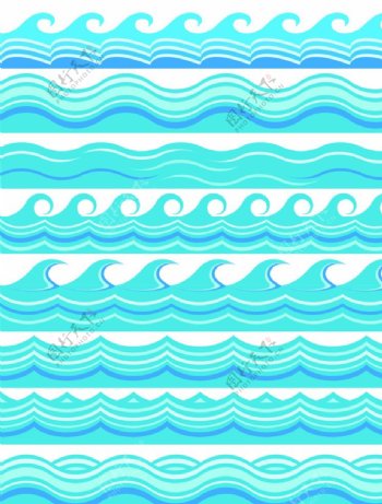 海浪花纹边框矢量素材图片