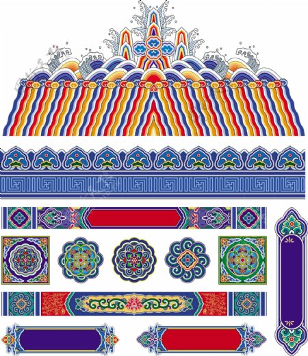 古典宫廷寺庙彩绘装饰花纹图案图片