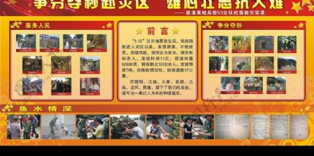 部队抗震救灾展板图片