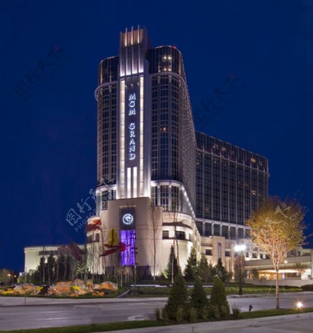 底特律米高梅大酒店夜景图片