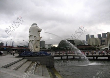 新加坡海滨湾鱼尾狮图片