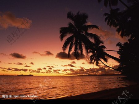 斐济海岛日落图片