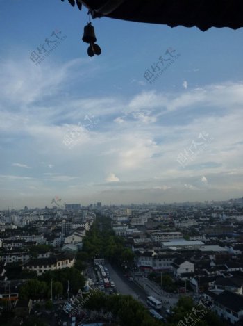 苏州报恩寺塔俯视苏州城市原貌图片