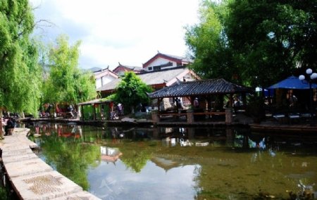 束河古镇的水塘图片