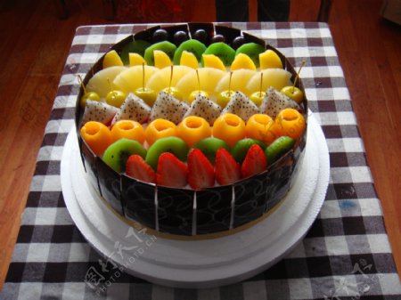 水果什锦蛋糕图片