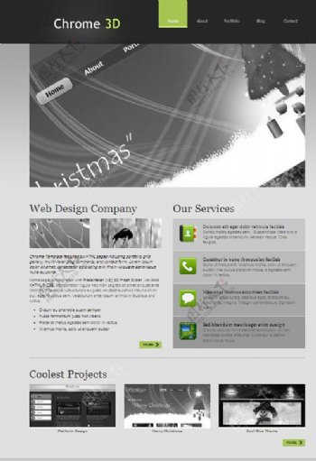 3D设计企业CSS网页模板图片