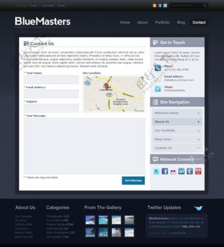 蓝色主题网站模板图片