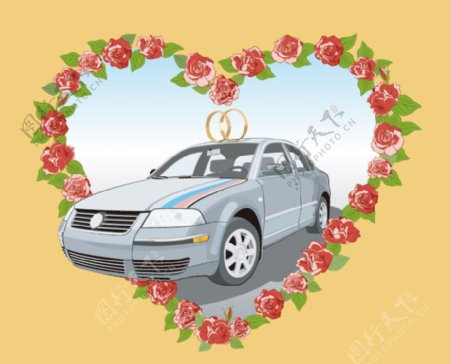 玫瑰爱心婚车图片
