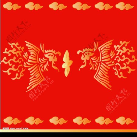 矢量中国古典抽象凤凰图案图片