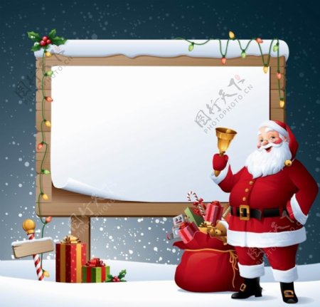 卡通圣诞老人公告牌圣诞背景图片