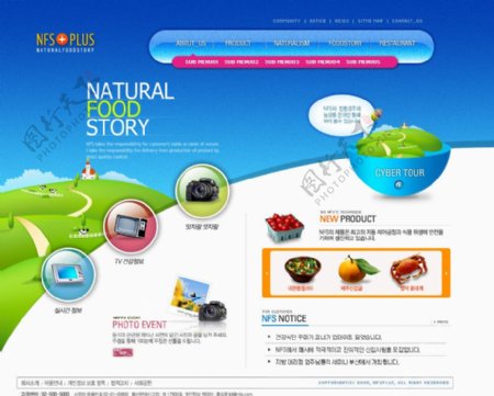 自然美食介绍韩国网页模板图片